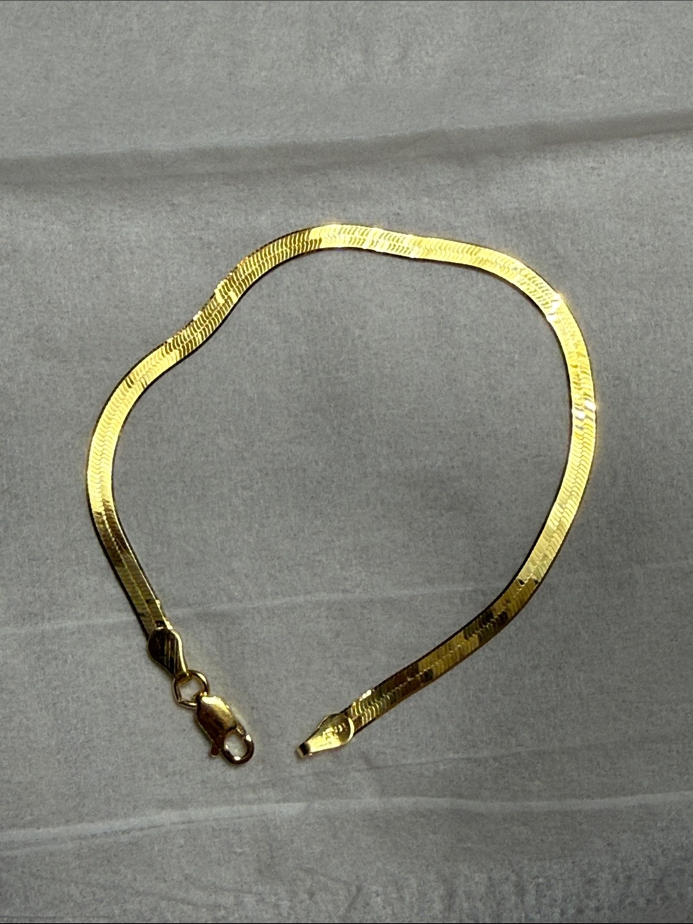 7” 14k Gold over 925 Sterling Silver Herringbone Bracelet NEW BRILLIANT SHINE